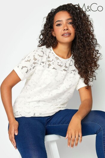 M&Co Cream Lace Yoke Detail Top (575596) | £25