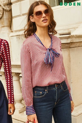 Boden Red Bow Front Soft Blouse (575621) | £98