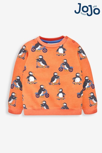 JoJo Maman Bébé Rust Orange Puffin Boys' Printed Sweatshirt (575749) | £16.50