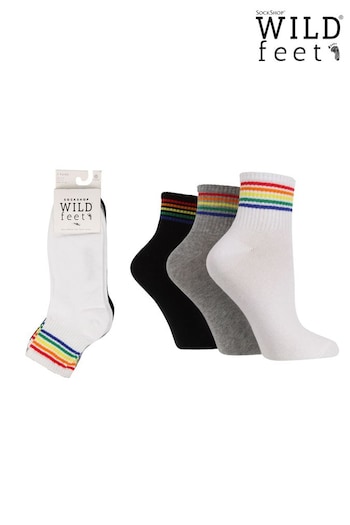Wild Feet White/Grey/Black Ankle length Rib Socks (575840) | £11