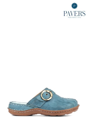 Pavers Blue Denim Ladies Lightweight Leather Clogs (575877) | £40