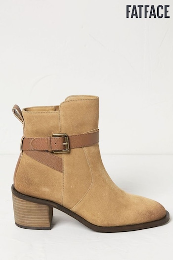 FatFace Brown Freya Suede Block Heel Ankle Boots can (575899) | £89