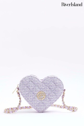 River Island Purple Girls Boucle Heart Xbody Bag (576015) | £18