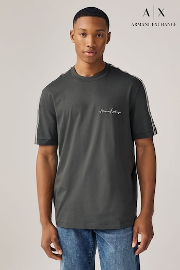 Armani BIKINI Exchange Stripe Tape Sleeve Script Logo T-Shirt (576250) | £75