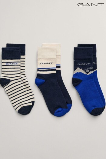 GANT Blue Alpine Jacquard Socks 3 Packs (576368) | £16