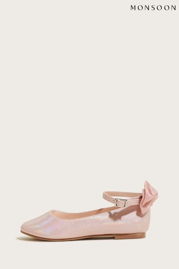 Monsoon Pink Organza Bow Ballerina Flats (576419) | £24 - £28