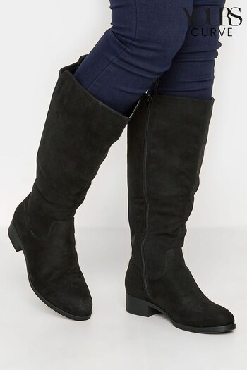 Yours Curve Black Wide Fit Stretch Knee High Boots (576421) | £50