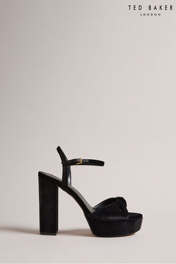 Ted Baker Kayvi Velvet Bow Platform Heeled Black Sandals (576678) | £145