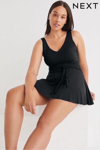 Black Tummy Shaping Control Skirted Swimsuit (576703) | £42