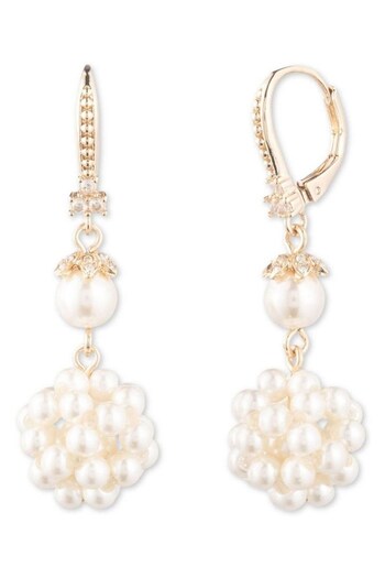 Marchesa Ladies Gold Tone Jewellery PE PEARL DROP Earrings (576983) | £50