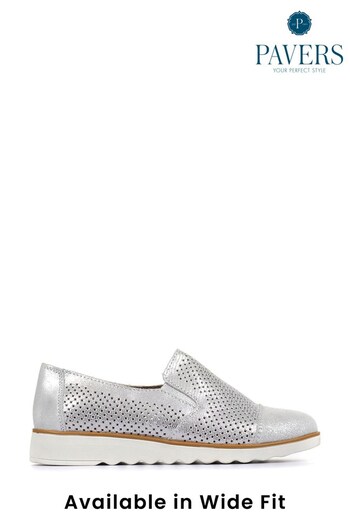 Pavers Silver Ladies Wide Fit Lightweight Casual Slip-On McNeill Shoes (577049) | £35