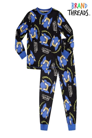 Brand Threads Black Sonic Prime Twosie Boys Pyjamas (577191) | £19