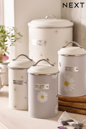 Set of 3 Grey Daisy and Bee Storage Tins (577283) | £26