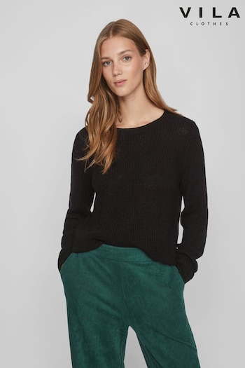 VILA Black Round Neck Cosy Knitted Jumper (577542) | £24