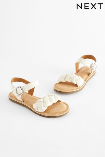 White Leather Plaited Sandals (577748) | £21 - £28