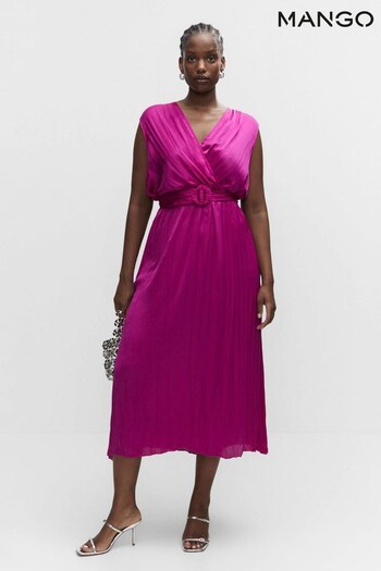 Mango Pink Pleated Satin Dress (577903) | £50