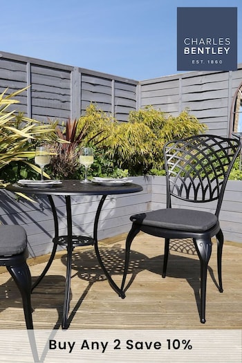 Charles Bentley Grey Garden Cast Aluminium Bistro Table And Chairs Set (577921) | £255