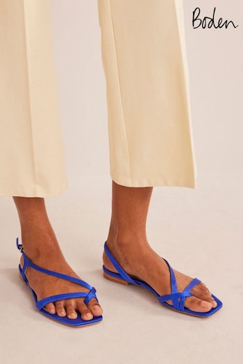 Boden Blue Satin Toe Loop Flat Sandals (577948) | £42