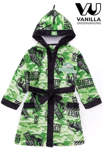 Vanilla Underground Green Jurassic Park Unisex Kids Fleece Dressing Gown Robe (578016) | £25