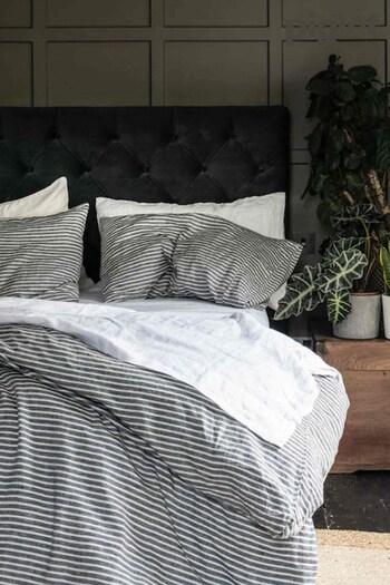 Piglet in Bed Midnight Stripe Set of 2 Linen Pillowcases (578088) | £45