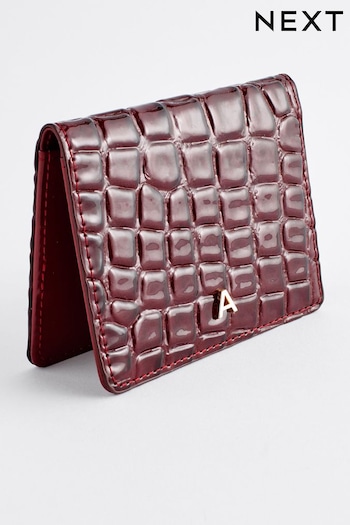 Wine Red Initial Croc Effect Card Holder (578247) | £12