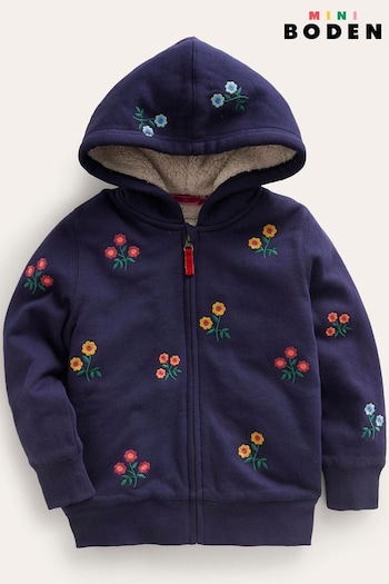 Boden Blue Embroidered Lined Hoodie (578278) | £39 - £44