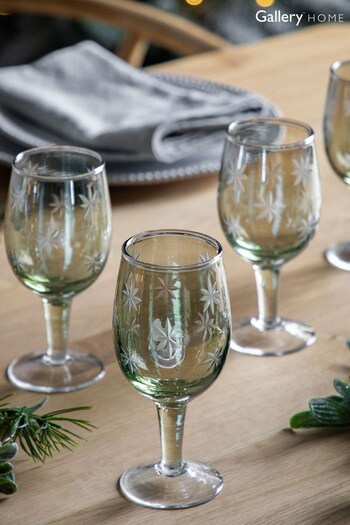 Gallery Home Set of 4 Green Lustre Stellar Wine Glasses (578545) | £32