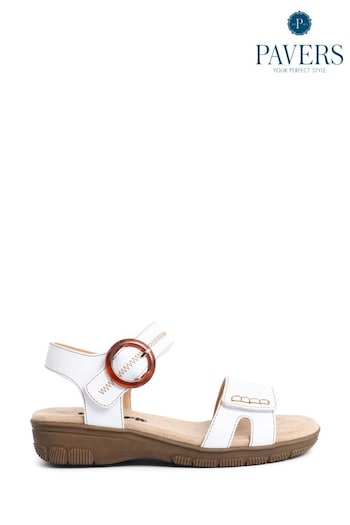 Pavers Easy FIt Enrichetta Extra Wide 6E Fit White Sandals (578786) | £40