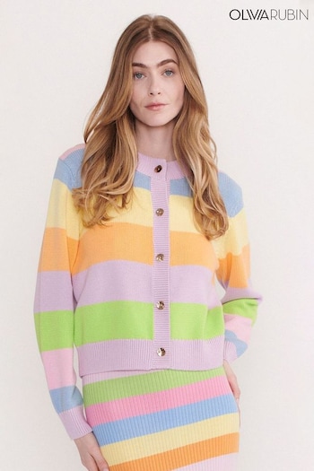 Olivia Rubin Rainbow Dee Multi Striped Knit Cardigan (578827) | £220