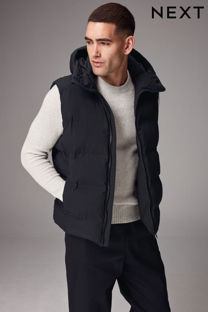 Mens black puffer gilet cheap