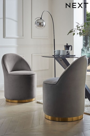 Soft Velvet Mid Grey Isla Castor Dining Chairs (578978) | £250