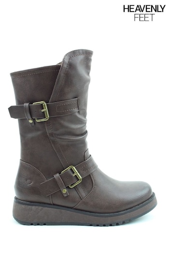 Heavenly Feet Ladies Vegan Friendly Mid Brown Boots jessica (579052) | £60