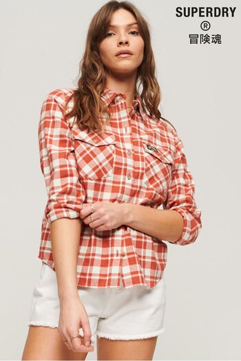 Superdry Orange Lumberjack Check Flannel Shirt (579075) | £45