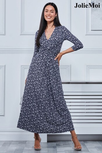Jolie Moi Blue Hayat Twist Front Jersey Maxi Dress (579173) | £79