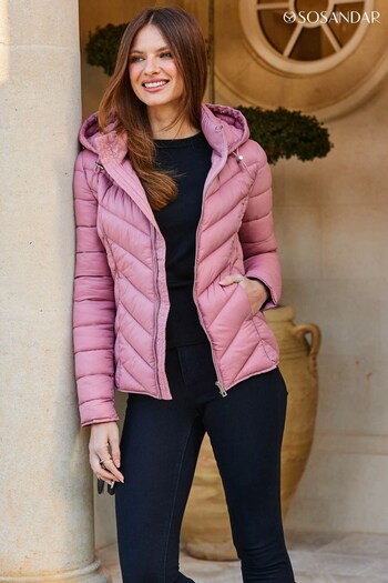 Sosandar Pink Lightweight Padded Jacket With Hood (579443) | £75