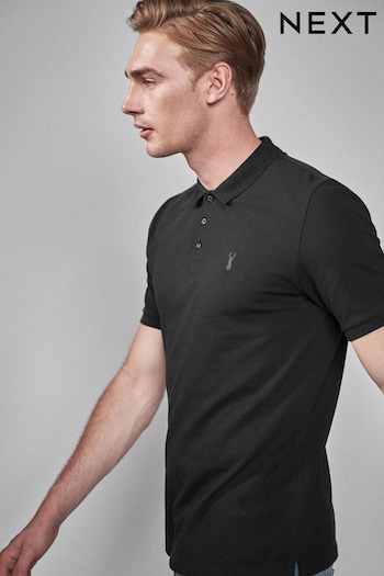 Black Slim Pique Polo Shirt (579453) | £18