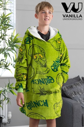 Vanilla Underground Green Grinch Kids Blanket Hoodie (579542) | £36