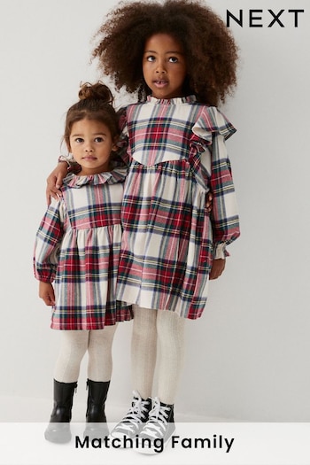 Cream/Red Tartan Ruffle Check Dress (3-16yrs) (579616) | £15 - £20