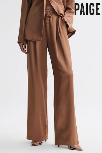 Reiss Camel Tinesia Paige Elasticated Wide Leg Trousers (579742) | £290