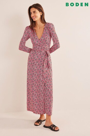 Boden Red Clean Wrap Jersey Maxi Dress (579869) | £98