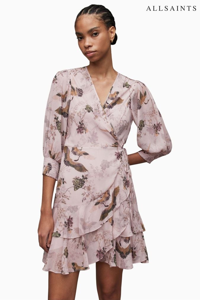 All saints black wrap cheap dress