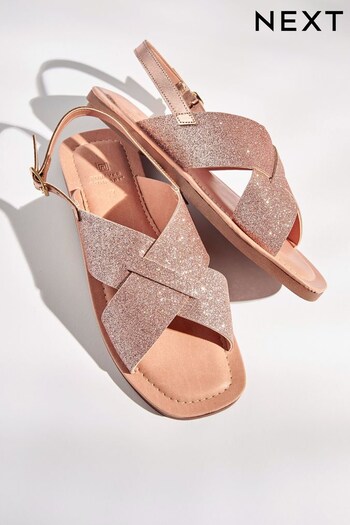Rose Gold Extra Wide Fit Forever Comfort® Crossover Leather Sandals (57G686) | £24