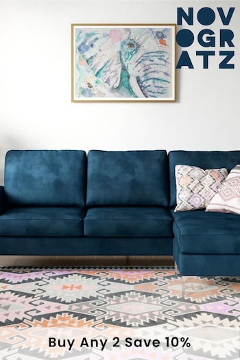 Novogratz Blue Chapman Velvet Sectional Sofa (580382) | £600
