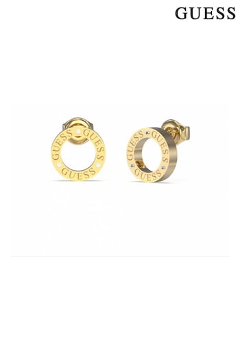 Guess COGNAC Jewellery Ladies Circle Lights Gold Tone Earrings (580406) | £39