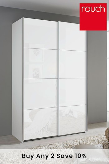 Rauch White Courtney 1.36m Glass Sliding Semi-fitted Wardrobe (580658) | £660