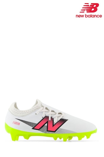 New Balance White Kids Furon Dispatch Firm Ground v7+ Football Boots (580675) | £60