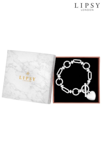 Lipsy Jewellery Silver Tone Chunky Puff Heart Gift Boxed Bracelet (580736) | £25