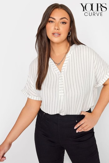 Yours Curve White Short Sleeve Half Placket Blouse (580747) | £26