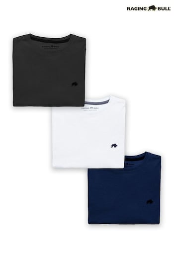 Raging Bull Black/White/Blue Multipack Classic Organic T-Shirt (580882) | £55 - £60