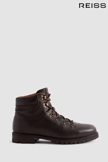 Reiss Dark Brown Ashdown Leather Hiking Boots (581016) | £148